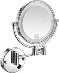 8Inch 10X Magnifier with LED Light Wall-Mounted Bathroom Mirror Wall Mounted Makeup Mirror Extended to 17 Inches Powered by USB Charging for Bathroom Hotels,Chrome (Color : Blackbronze)