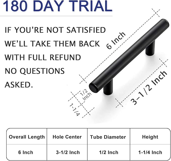 HBL' 10 Pack | 3-1/2 Inch Center to Center Matte Black Cabinet Pulls Kitchen Cabinet Handles, Made of Stainless Steel, Ideal for Cabinet,Drawer,Cupboard and Wardrobe.