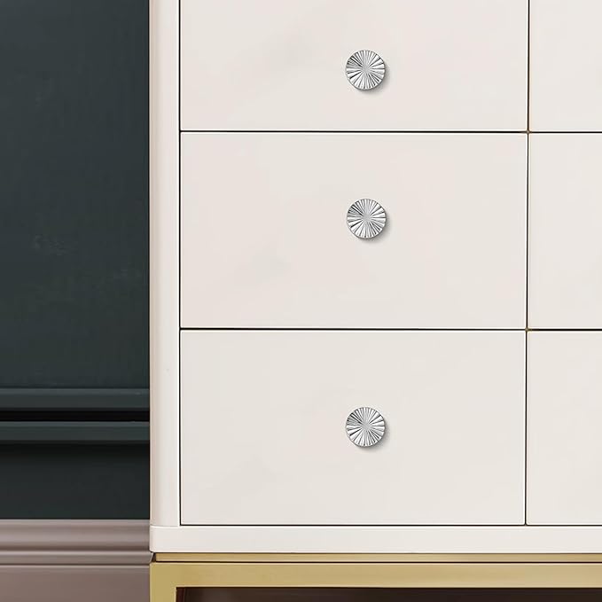20 Pack Kitchen Cabinet Knobs Round Sunflower Dresser Knob Modern Drawer Hardware Cupboard Handles Furniture Knob for Bathroom Single Hole Knobs for Wardrobe Polished Chrome TYH-BC-K20