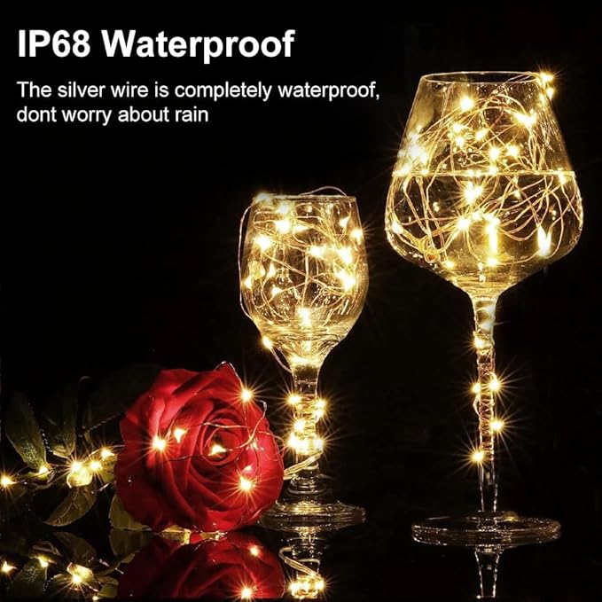 6 Pack Fairy Lights Battery Operated16.4Ft 50 LEDs Silver Copper Wire Twinkle Lights with 2 Lighting Modes for Christmas Bedroom Indoor Outdoor Wedding Decorations (Warm White)