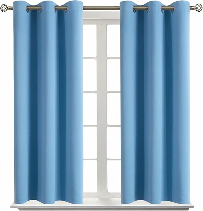BGment Room Darkening Curtains 54 Inches Long - Grommet Thermal Insulated Drapes Window Treatment Curtains for Bedroom, 2 Panels, 38 x 54 Inch, Sky Blue