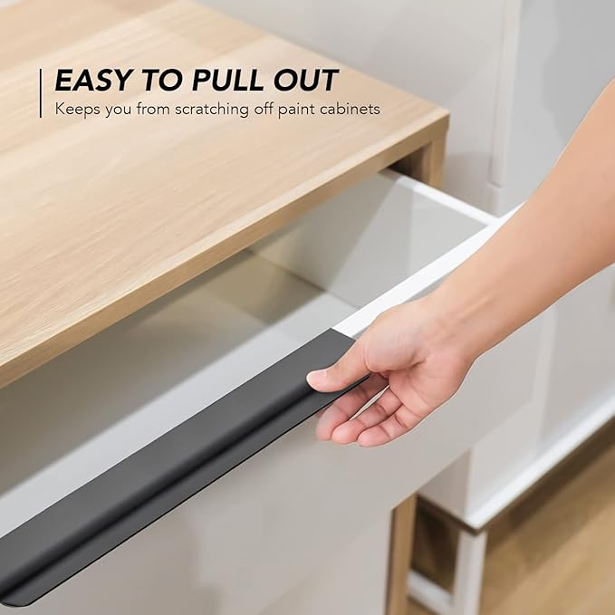 Ravinte Hardware 20 Pack Black Cabinet Handles, 11.8 Inch (300mm) Finger Edge Pulls, 8.8 Inch Hole Center, Finger Pulls for Cabinets
