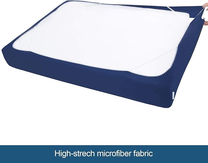 King Size Box Spring Cover with Smooth and Elastic Woven Material, Alternates for Bed Skirt, Wrinkle & Fading Resistant, Washable, Dustproof, Navy