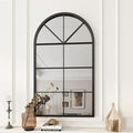 ironsmithn Arched Window Mirror, 41.3"x24" Grid Arch Mirror, Black Metal Windowpane Mirrors for Living Room Fireplace Entryway Bedroom Hallway Home Decor