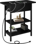 LIDYUK End Table with Charging Station, Flip Top Side Table with USB Ports and Outlets, Nightstand for Small Spaces, Bedside Tables with Storage Shelf for Living Room, Bedroom, Black