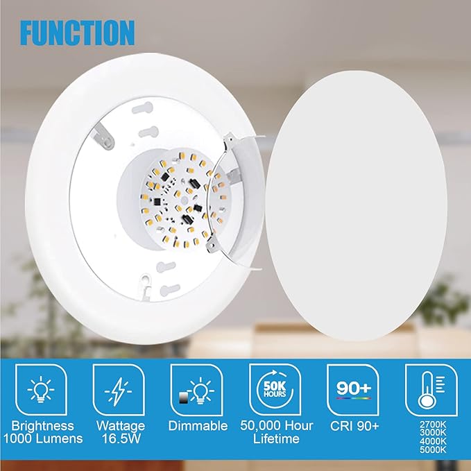 ECOELER 6 Inch LED Disk Light, Aluminum Trim, 4000K Cool White, 16.5W 1000Lm, Dimmable Flush Mount Ceiling Recessed Light Fixture, ETL & FCC Listed