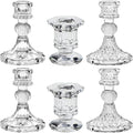 Glass Candlestick Holders Set of 6, Taper Candle Holder for Wedding Festival Christmas Party Valentine's Decor, Table Centerpieces