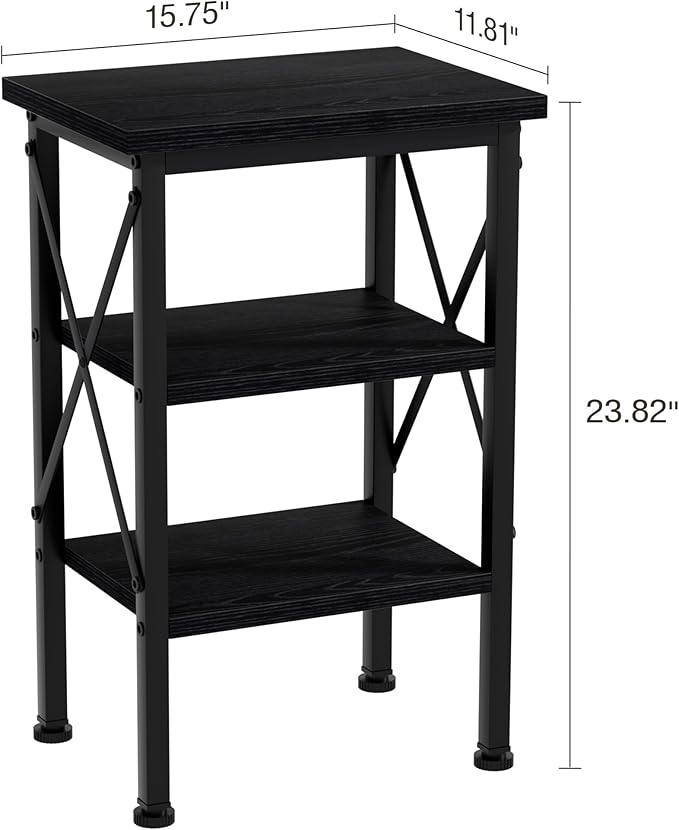 VECELO Modern Nightstands X-Design Side End Table Night Stand with Storage Shelf for Bedroom,Living Room