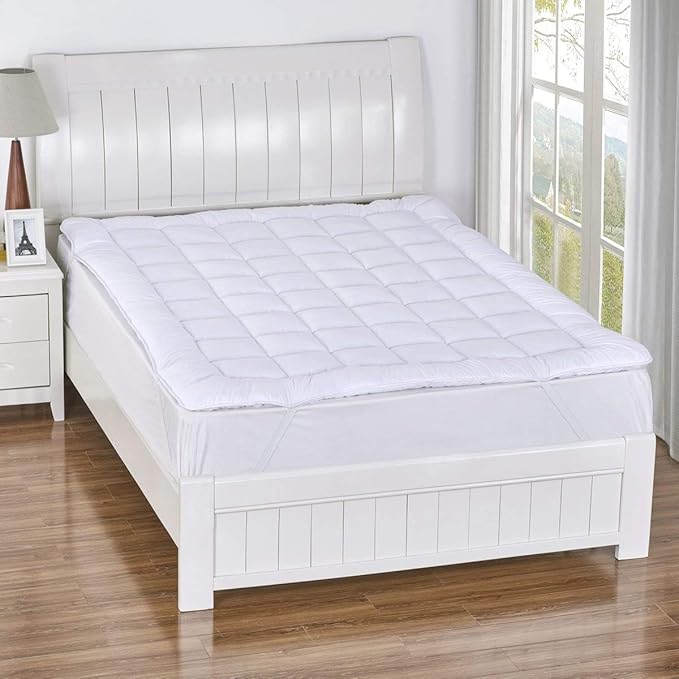 Royal Hotel Bedding Mattress Topper, Queen, 2 Inches Hypoallergenic Overfilled Down Alternative Anchor Bands Mattress Topper