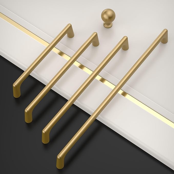 Amerdeco 10 Pack Champagne Bronze Cabinet Pulls 7.5 Inch(192MM) Hole Centers Kitchen Cabinet Handles Hardware Kitchen Handles for Cabinets Cupboard Handles Drawer Pulls ZH0041