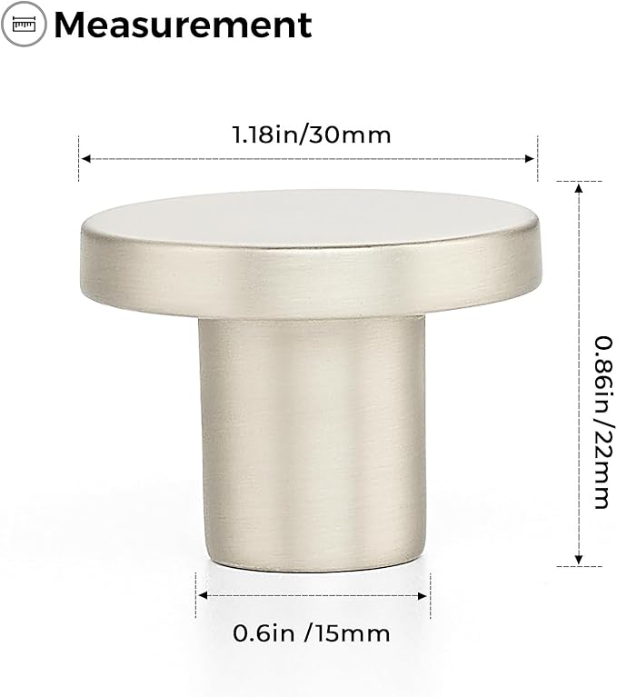Ravinte 5 Pack Cabinet Knobs Brushed Nickel Kitchen Cabinet Knobs Round Dresser Drawer Pulls Closet Door Pulls 1-1/5 Inch