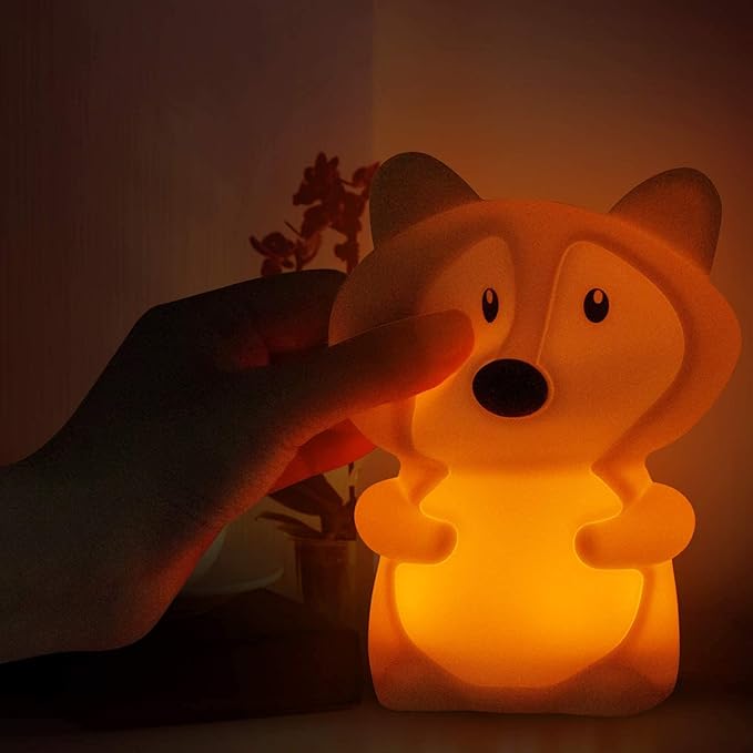 Big Size Night Light for Kids, Portable Silicone Bedside Lamp, Multicolor Light with Touch Control + Remote Control, USB Rechargeable Light for Adults/Children/Baby Bedroom/Gift - Large Fox