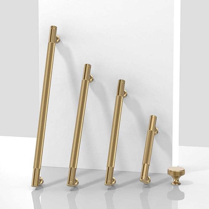 10 Pack Champagne Bronze Knurled Cabinet Pulls 5 Inch(128mm) Kitchen Cabinet Handles Solid Zinc Alloy Cabinet Hardware Drawer Pulls