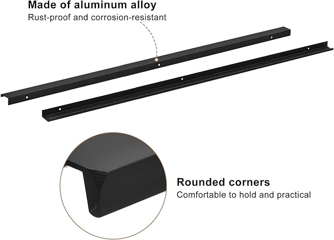 uxcell Cabinet Finger Edge Pull, 3pcs 800mm/31.5 Aluminum Alloy Back Mount Hidden Cabinet Pulls Concealed Handle for Home Kitchen Drawer Cabinet, Black