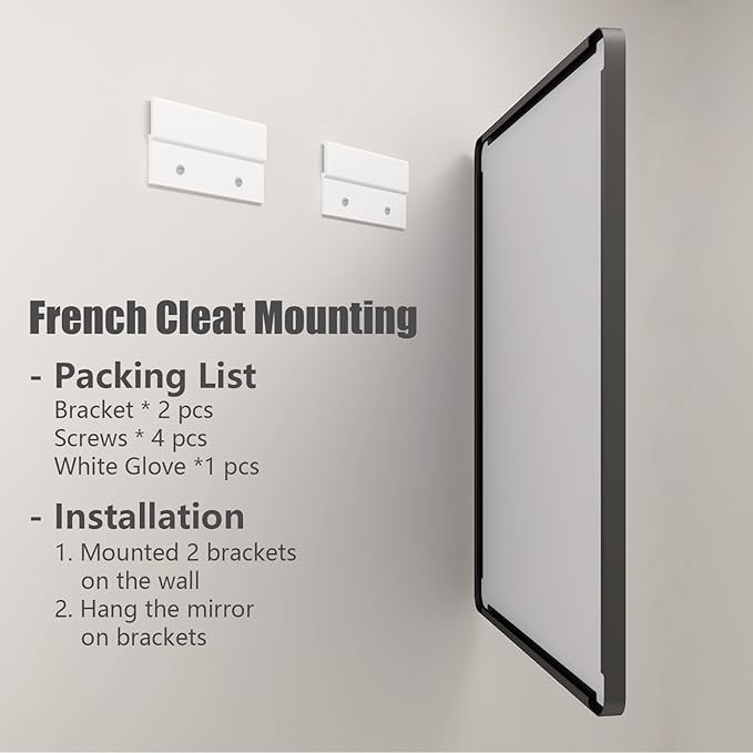 CHAMROR 24x32 Inch Black Metal Framed Bathrrom Mirror for Wall, Black Rounded Rectangle Mirror, Matte Black Bathroom Vanity Mirror, Anti-Rust, Tempered Glass, Hangs Horizontally or Vertically