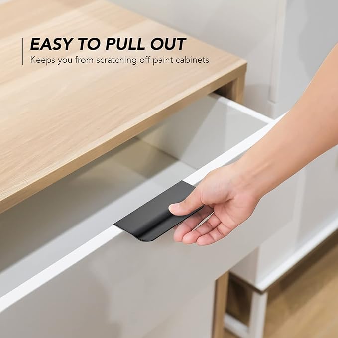 Ravinte Hardware 20 Pack Black Cabinet Handles, 3.15 Inch (80mm) Finger Edge Pulls, 2-1/2 Inch Hole Center, Finger Pulls for Cabinets