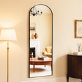 DUMOS Arched Wall-Mounted Full Length Mirror 20"x63" for Bedroom, Full Body Floor Mirror with Stand, Hanging or Leaning for Wall, Black