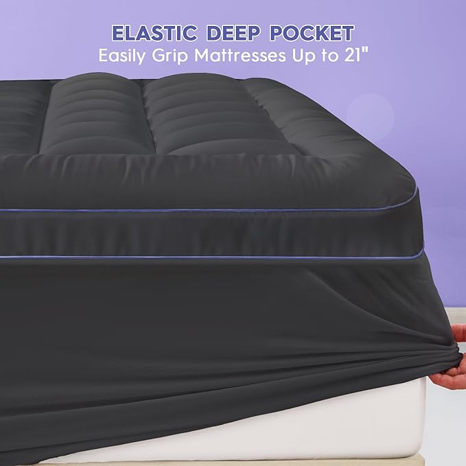 ABENE 3 Inch Dual Layer Memory Foam Mattress Topper California King, 2 Inch Memory Foam Plus 1 Inch Down Alternative Pillowtop Mattress Pad, with Bedside Pocket, Support for Back Pain (Gray)