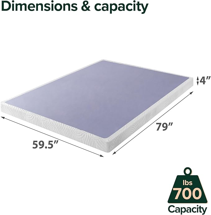ZINUS Edgar 4 Inch Bamboo Box Spring, Mattress Foundation, Sturdy Bamboo Structure, Low Profile, Easy Assembly, Queen