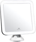 Fancii 10X Magnifying Lighted Makeup Mirror - Daylight LED Vanity Mirror - Compact, Cordless, Locking Suction, 6.5" Wide, 360 Rotation, Portable Illuminated Bathroom Mirror (Square)