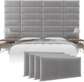 Vänt Upholstered Wall Panels - King/Cal King Size Wall Mounted Velvet Headboards - Velvet Platinum Grey - Twin/King - Set of 4 Panels (Each Individual Panel 39"x11.5")