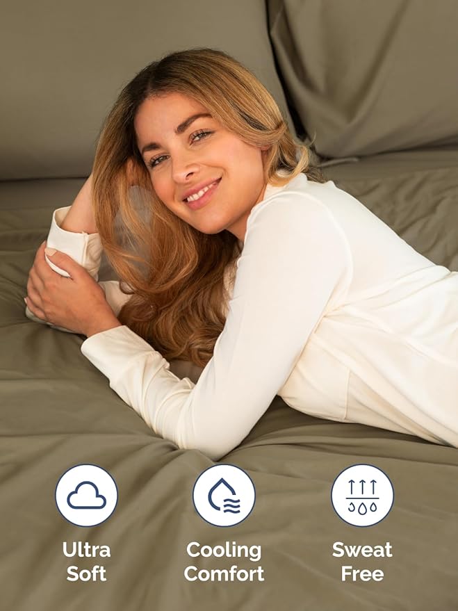 Extra Deep Twin XL Sheet Set - 4 Piece Breathable & Cooling Sheets - Hotel Luxury Bed Sheets Set - Easy & Secure Fit - Soft, Wrinkle Free & Comfy Sheets Set - Khaki Sheet Set with Extra Deep Pockets