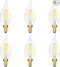 Dimmable E12 Candelabra Bulb 60 watt, 6W 630 LM Dimmable E12 LED Bulb 5000K Daylight White, Vintage Flame Tip LED Chandelier Light Bulbs, 6-Pack