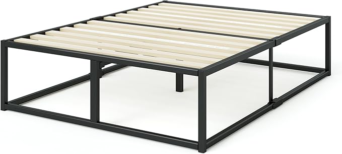 Zinus Joseph 18 Inch Platform Bed Frame, Wood Slat Support, No Box Spring Needed, Eco Friendly WonderBox(TM) Packaging, Easy Assembly, Black, Full