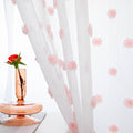 MYSKY HOME Pink Kitchen Curtains for Girls Bedroom - 45 Inch Pom Pom Sheer Light Filtering Panels for Nursery, Kids Room - Rod Pocket Cafe Small Window - 38 x 54 in Set of 2