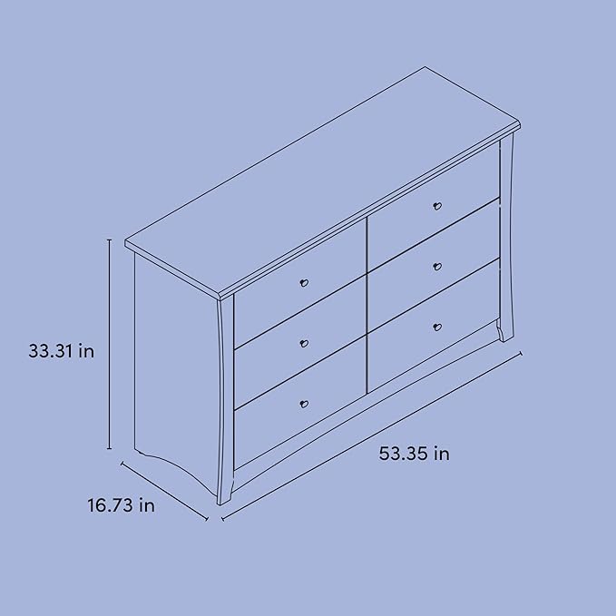 Storkcraft Crescent 6-Drawer Dresser (Pebble Gray) – GREENGUARD Gold Certified, Gray Dresser for Bedroom, Kids & Nursery Storage Chest, Safety Interlocking Drawers, Pre-Installed Tracks, Kids Chest