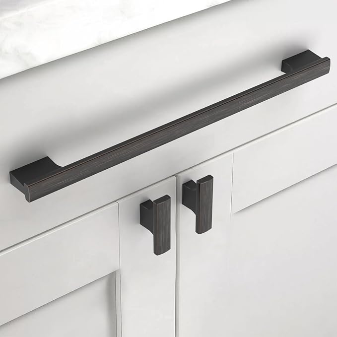 Asidrama 10 Pack 10 Inch(254mm) Oil Rubbed Bronze Kitchen Cabinet Handles, Cabinet Pulls Kitchen Cabinet Hardware for Cupboard Drawer Pulls