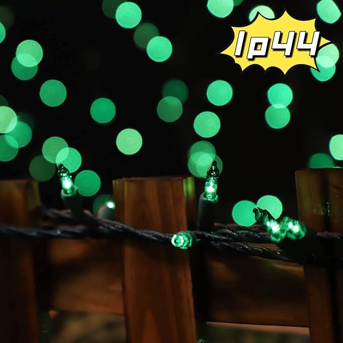 LAMPHOME St. Patrick's Day Mini String Lights, Super-Bright Extendable Green Christmas Lights Decoration 100Lights 19.6ft UL Certified Mini Bulb String Lights Set for Outdoor Christmas Tree Decor