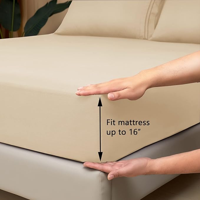 Mejoroom Twin XL Sheet Set - Hotel Luxury Microfiber Sheet & Pillowcase Sets Fits College Dorm Room Mattress - Soft, Breathable, Wrinkle & Fade Resistant - 3 Piece (Taupe)