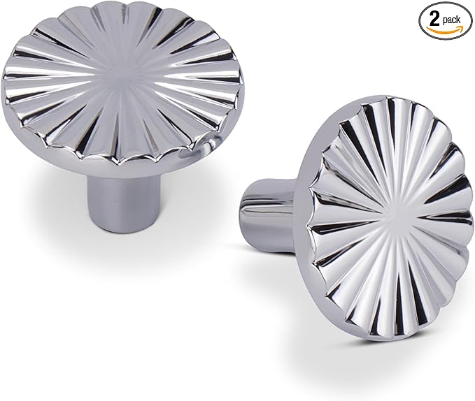 2 Pack Kitchen Cabinet Knobs Round Sunflower Dresser Knob Modern Drawer Hardware Cupboard Handles Furniture Knob for Bathroom Single Hole Knobs for Wardrobe Polished Chrome TYH-BC-K2