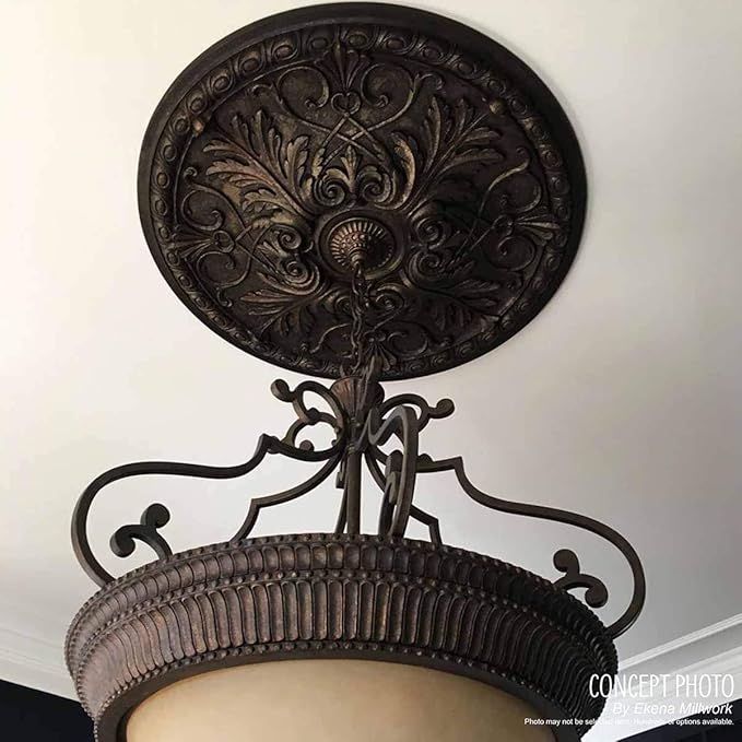12 1/2"OD x 3 7/8"ID x 3/4"P Bradford Ceiling Medallion (Fits Canopies up to 6 5/8"), Hand-Painted Pot of Cream Crackle