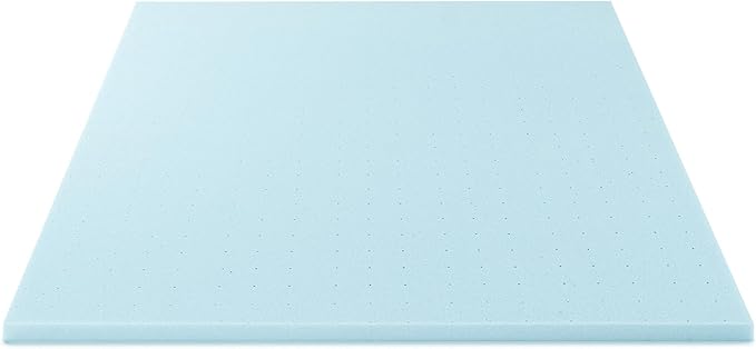 Best Price Mattress 1.5 Inch Ventilated Memory Foam Mattress Topper, Cooling Gel Infusion, CertiPUR-US Certified, Twin, Dorm Essentials, Blue