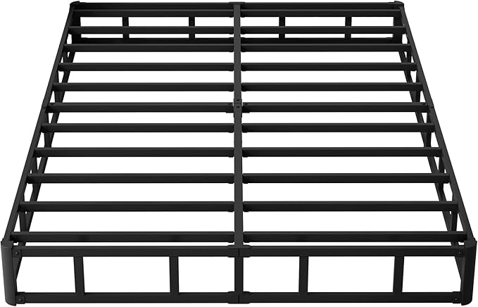 9 Inch Full XL Box Spring, Heavy Duty Metal Box Spring Bed Base with Fabric Cover, Mattress Foundation, Easy Assembly, Noise Free, Black