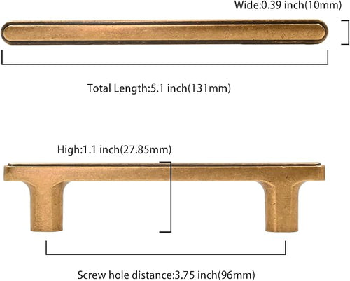 10 Pack 3.75 Inch(96mm) Kitchen Cabinet Handles Antique Brass Cabinet Pulls Vintage Retro Kitchen Cabinet Hardware Drawer Pulls for Cupboard Wardrobe