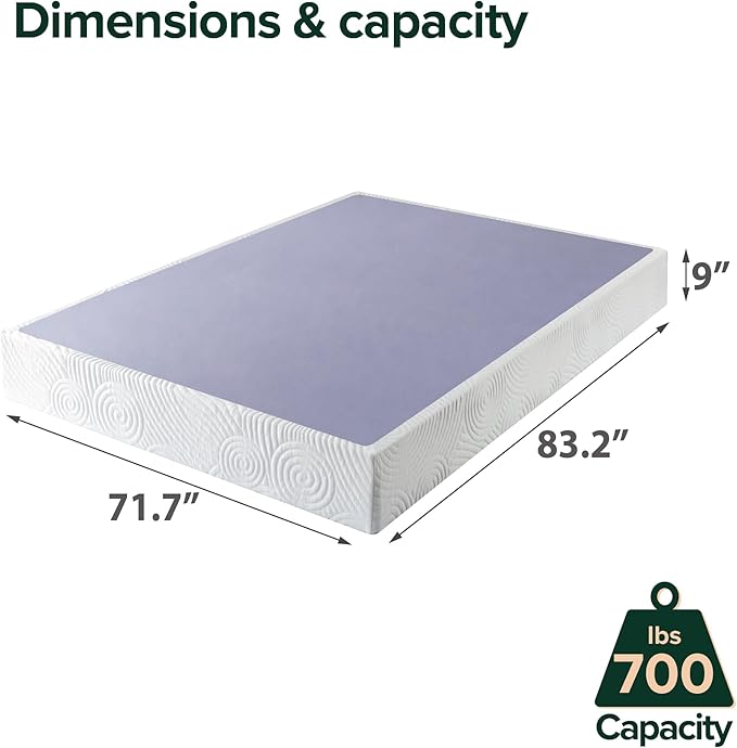 ZINUS Metal Box Spring with Wood Slats, 9 Inch Mattress Foundation, Sturdy Steel Structure, Easy Assembly, California King