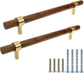 Drawer 8.66"/220mm Pulls Brass Walnut Kitchen Wardrobe Cabinet Hardware Pull Handle with Screw, 24Pcs