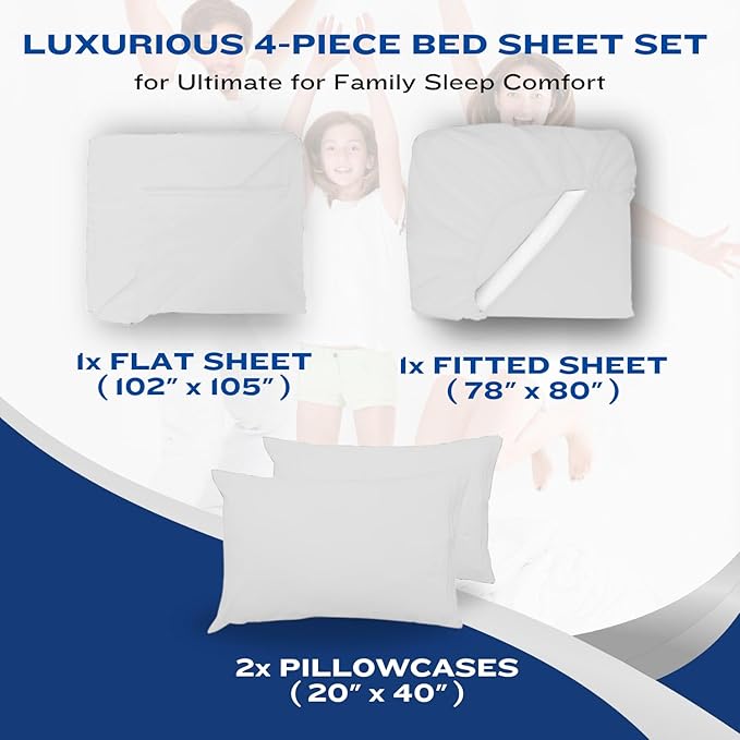 DREAMCARE Full Size Sheets – 4 pcs Cooling Sheets – up to 21” Deep Full Sheet Set – Hotel Luxury Sheets & Pillowcases – Superior Softness 100% Fine Microfiber with Side Pocket – White