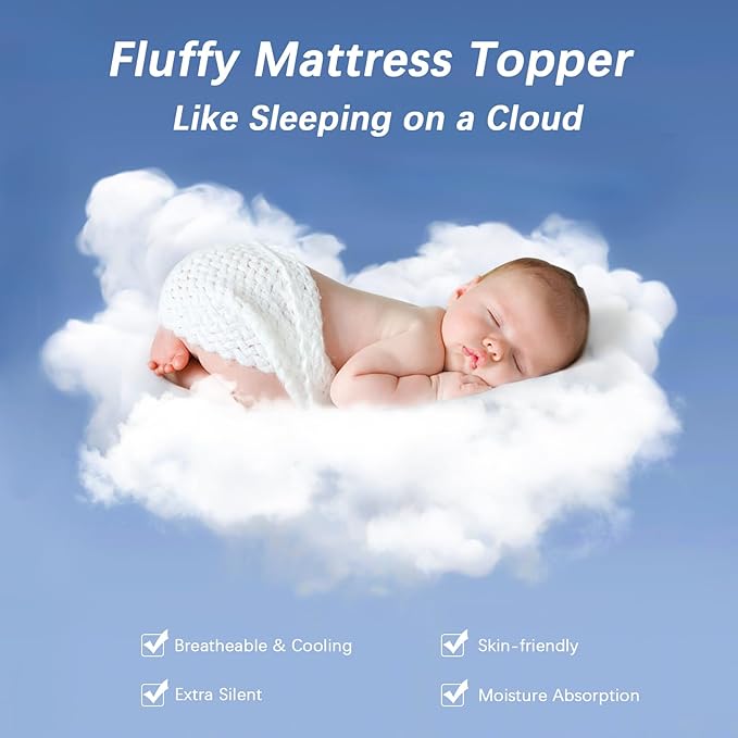 CYMULA King Mattress Topper, Extra Thick Pillow Top Mattress Topper, Cooling Mattress Pad Cover Bed Topper with 8-21 Inch Pockets, Plush Down Alternative Fill Mattress Protector