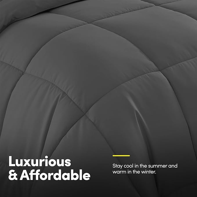 Full Size Comforter Set with Sheets - 7-Piece Bedding Collection - 1 Comforter, 1 Fitted Sheet, 1 Flat, 4 Pillowcases - Deep Pocket - Soft & Breathable Premium Quality - Ideal for All Seasons, Gray