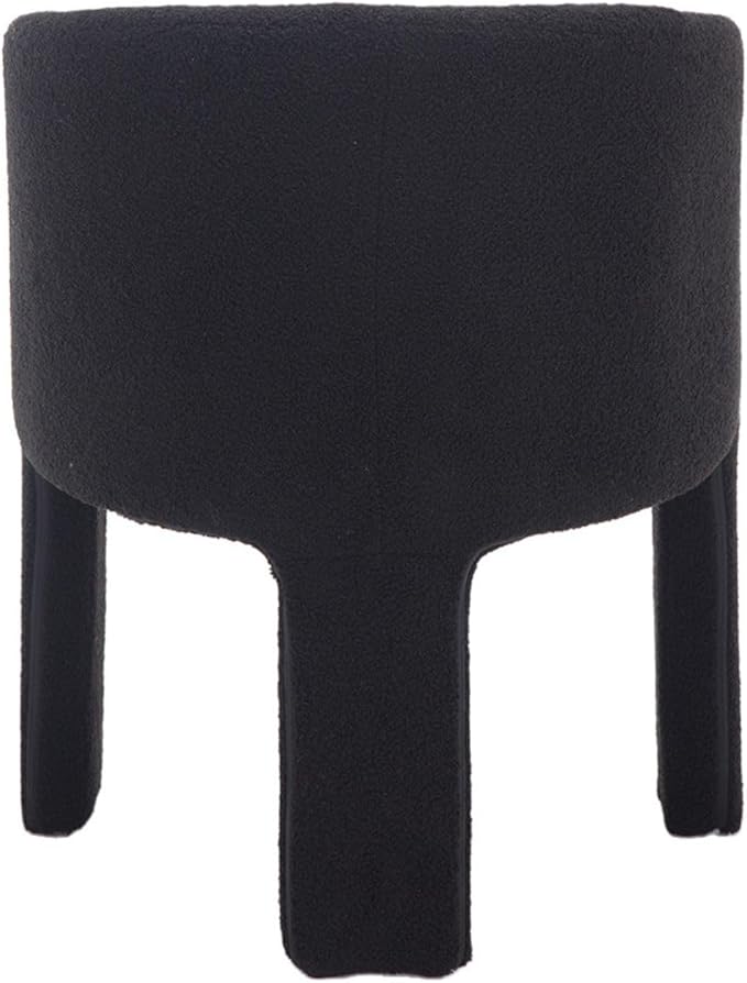 Modern Sherpa Barrel Dining Chair, Upholstered Boucle Dining Chair Accent Chair with Arms Comfy Makeup Vanity Chair, Dining Living Room Kitchen Chair, Black