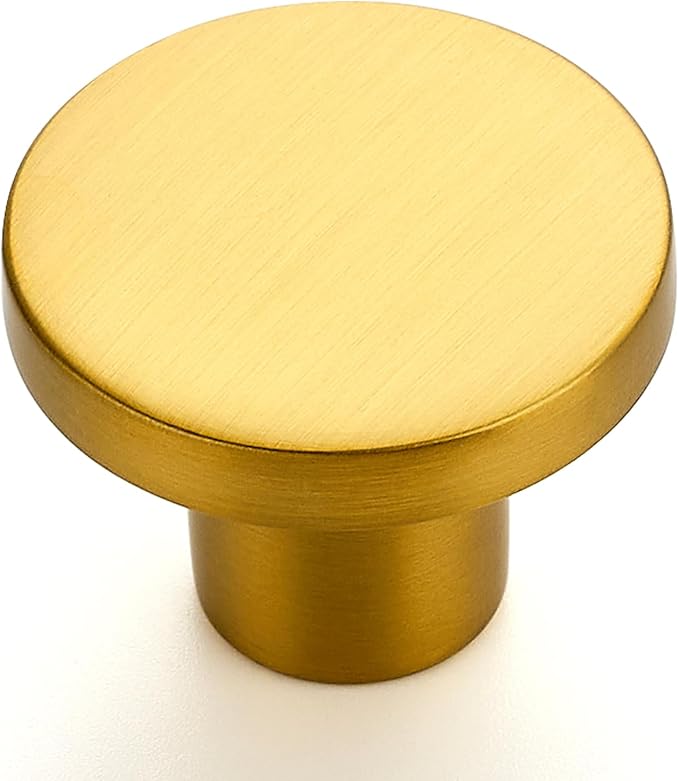 Ravinte 5 Pack Cabinet Knobs Gold Kitchen Cabinet Knobs Round Dresser Drawer Pulls Closet Door Pulls 1-1/5 Inch