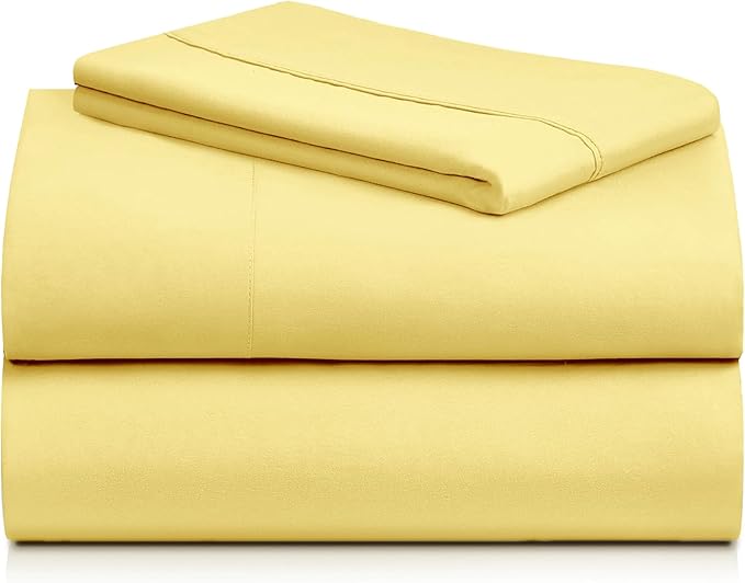 LuxClub 3 PC Sheet Set Bed Sheets Deep Pockets 16" Eco Friendly Wrinkle Free Cooling Machine Washable Hotel Bedding Silky Soft - Lemon Twin XL