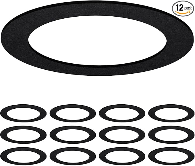 Sunco 12 Pack Goof Rings for 6 Inch Recessed Lights, Flush Mount Black Can Light Trim Ring Cover, Outer Diameter 8.6 Inch, Inner Diameter 6.2 Inch, Paintable Surface, Matte Finish