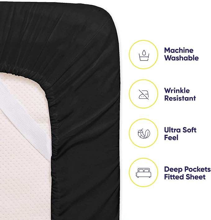 King Size Bed Sheets - 6 Piece 1500 Supreme Collection Fine Brushed Microfiber Deep Pocket King Sheet Set Bedding - 2 Extra Pillow Cases, Great Value, King, Black