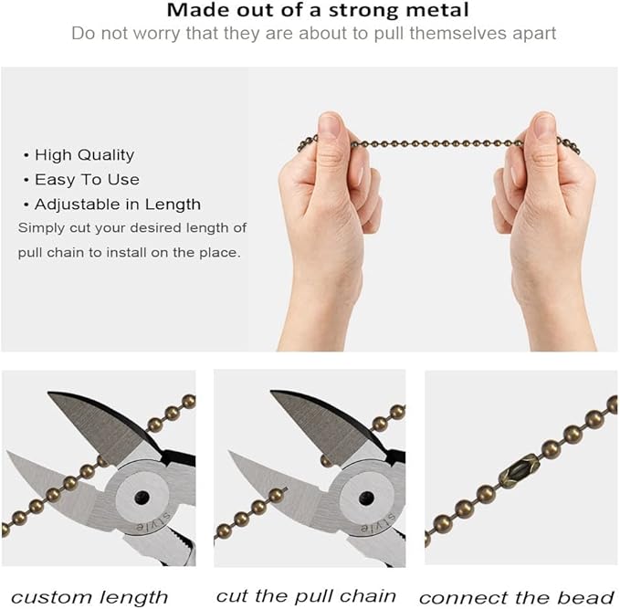Ceiling Fan Pull Chain, 12 inch Cristal Glass, Polished Antique Finish, 1PCS