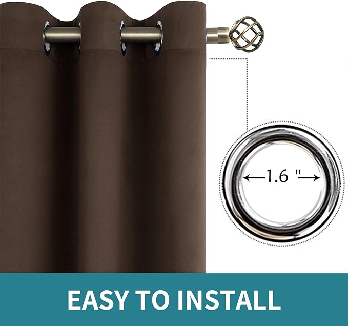 BGment Brown Blackout Curtains for Bedroom - Grommet Thermal Insulated Room Darkening Window Curtains, Set of 2 Panels, Each 55 x 69 Inch